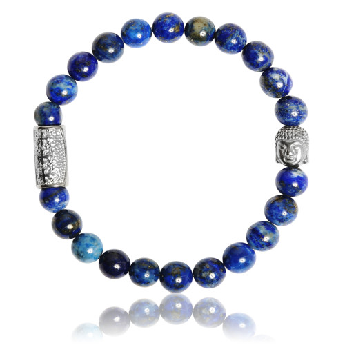 Lauren Steven - Bracelet Lauren Steven Design ML050 - Bracelet En Pierre Naturelle Lapis Lazuli - Bijoux Homme